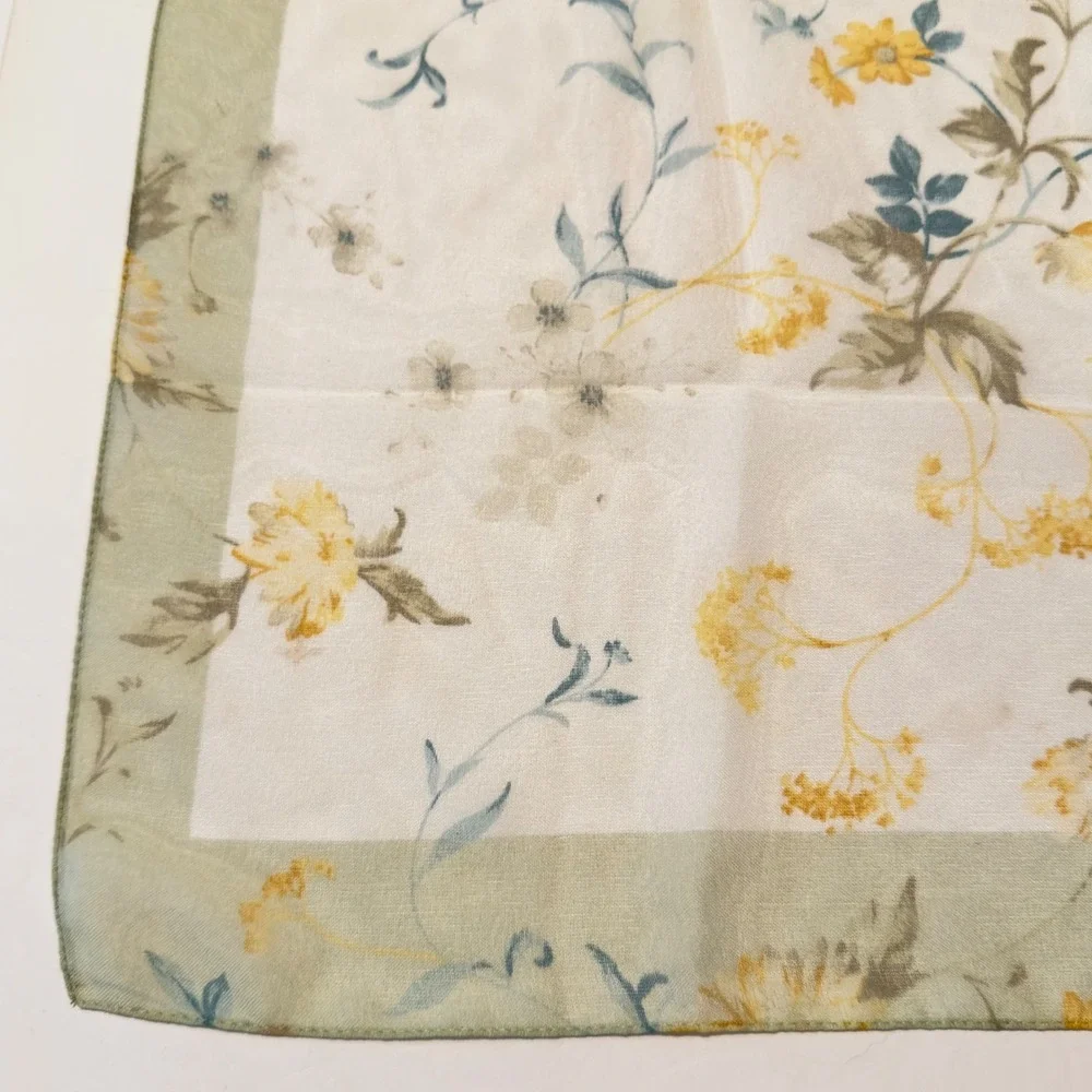 Kathie Lee Collection Floral‎ Square Scarf Yellow Green White Italy VTG Y2K 90s